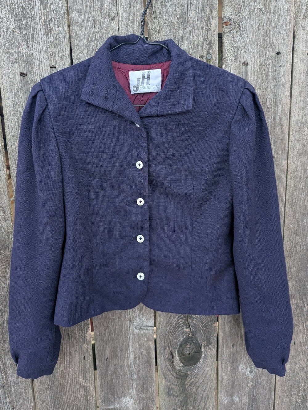 JH Collectibles Navy Women's Tailored Blazer with Burgundy Lining